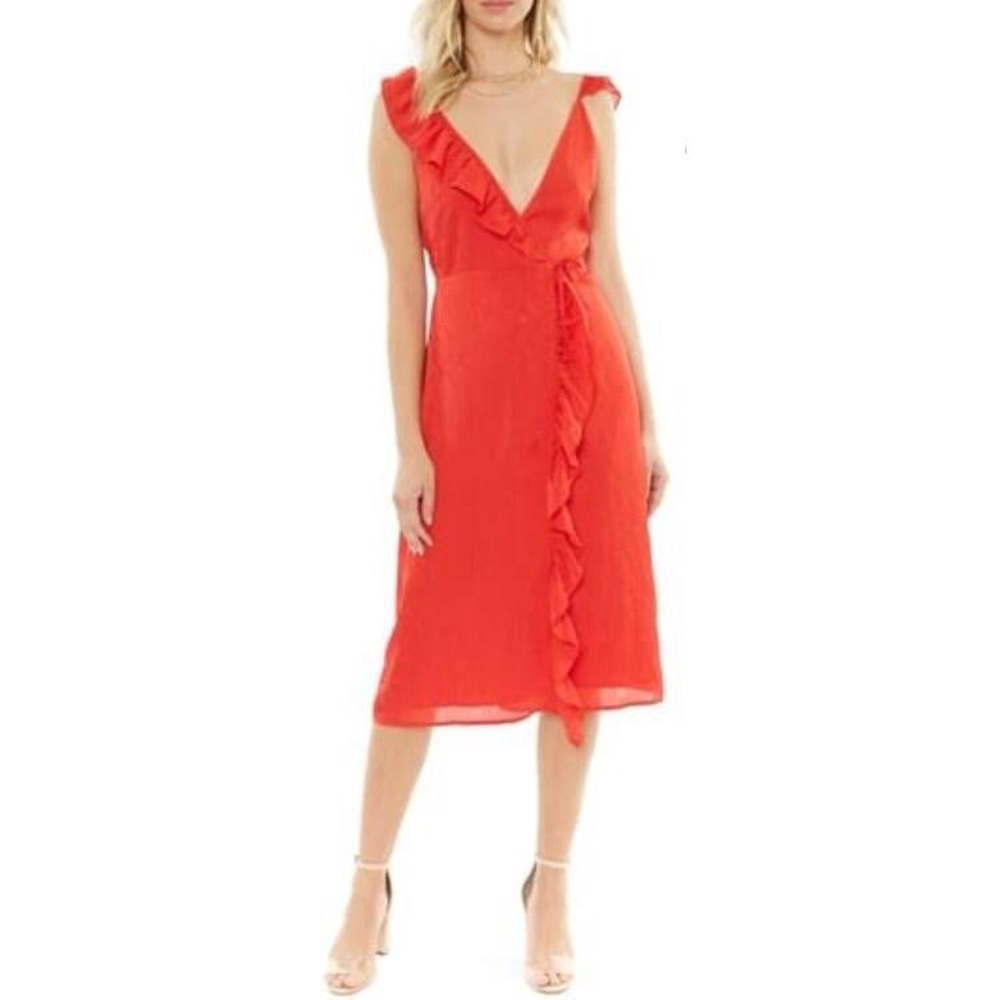 4SI3NNA Sleeveless Ruffle Wrap Dress.